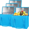 Bodaon 4-Pack Insulated Reusable Grocery Shopping Bag, X-Large Cooler, Blue | Frozen Food Cold, Cooler Bag, Collapsible Tote Bags, Insulated Food Delivery Bag for /Rideshare/Picnic, Portable, Food Warmer