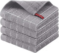 Homaxy 100% Cotton Terry Kitchen Dish Cloths, 4 Pack, Light Grey | Ultra Soft and Absorbent Dish Towels for Kitchen, Suitable for Drying and Washing Dishes