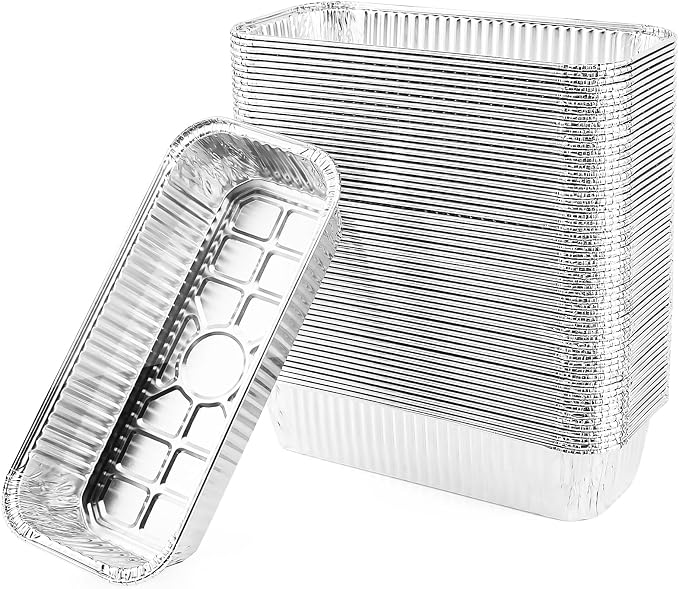Uniflasy 60 Pack Disposable Grill Drip Pans, Weber 6417 6498 Foil Liners | For Genesis II 400/600, Summit 400/600 & SmokeFire EX4/EX6/EPX6; 11 x 5 trays catch drips, stack neatly for storage after BBQ