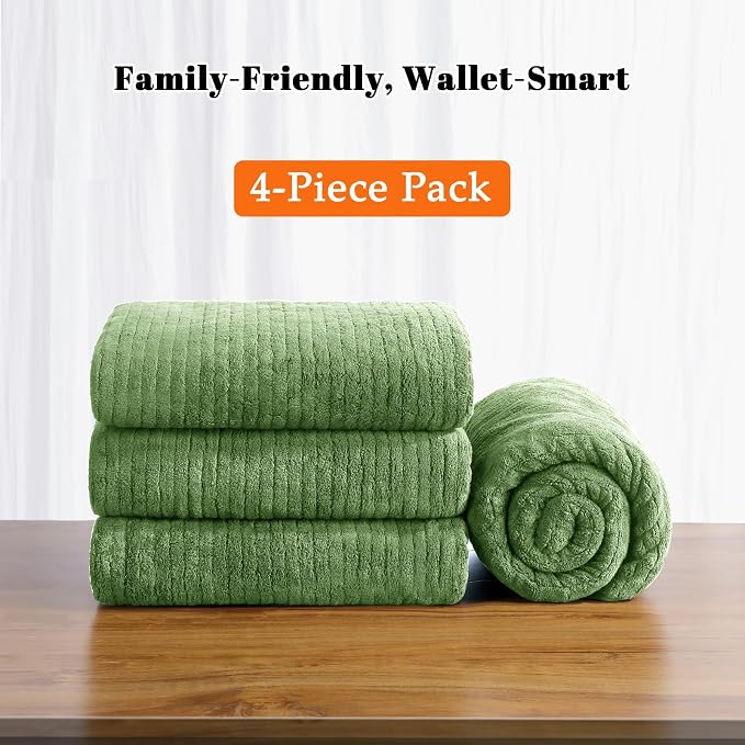 4 Pack Bath Towels Set 35 x 70in Extra Large, Ultra Soft Microfiber | Luxury Thick High Absorbent and Quick Dry Bath Sheet for Bathroom, Beach, Yoga, Sport,SPA, Fitness, Sage Green