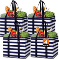 Reusable Grocery Bags 4 Pack, Foldable & Water Resistant Shopping Bags | Large Grocery Tote Bag Water Resistant Shopping Bags Foldable Grocery Bag for Clothes,Shoes and Picnic