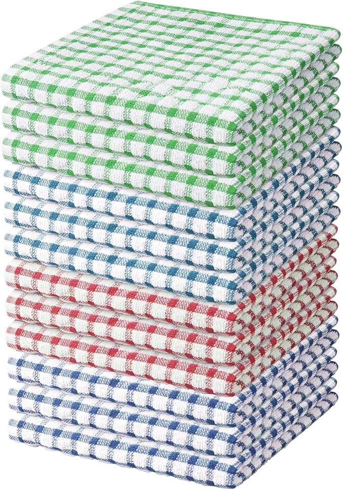Nialnant 12 Pack Kitchen Dish Cloths,100% Cotton Kitchen Towels | Soft Absorbent Quick Drying Dish Rags for Kitchen, Washing Dishes, Cleaning rags - 11 x 11In