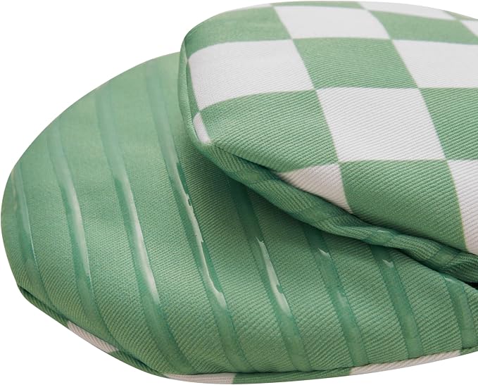 Ohocut Sage Green Checkered Mini Oven Mitts Heat Resistant, Vintage Retro Checkerboard Mini Silicone Oven Mitts Cute, Non-Slip Small Short Kitchen Oven Gloves Set of 2