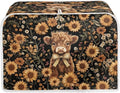Highland Cow Sunflower Toaster Cover 4 Slice Dustproof Toaster Bread Maker Cover Small Kitchen Appliance Fingerprint Protection Kitchen Decor