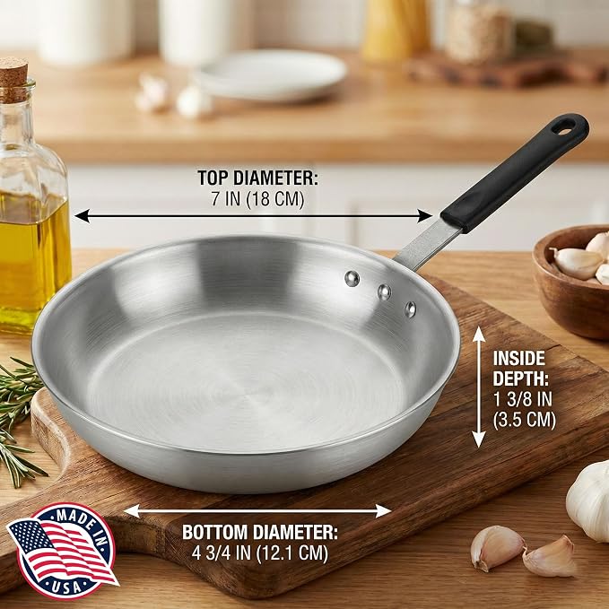 Alegacy Eagleware Fry Pan, Commercial Aluminum Frying Pan, 3004 Alloy, EagleGrip Handle, Heavy Gauge, NSF (7" Fry Pan)
