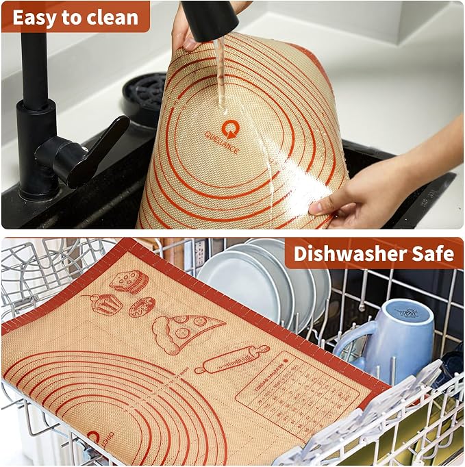 Silicone Baking Pastry Dough Mat - 28x20Inch Extra Large Cookie Bread Rolling Mats Sheet, Nonstick Kitchen Counter Kneading Board, Thick Reusable Pie Cookies Pizza Fondant Making Matt with Measurement