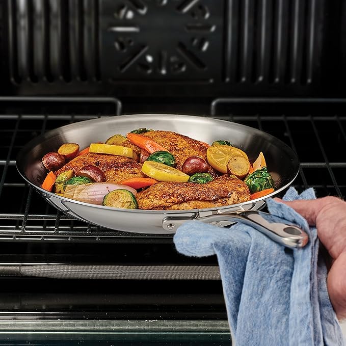 Tramontina Boston Tri-Ply Clad Stainless Steel 12-Inch Large Frying Pan | Induction-Ready Skillet, Dishwasher-Safe, NSF-Certified