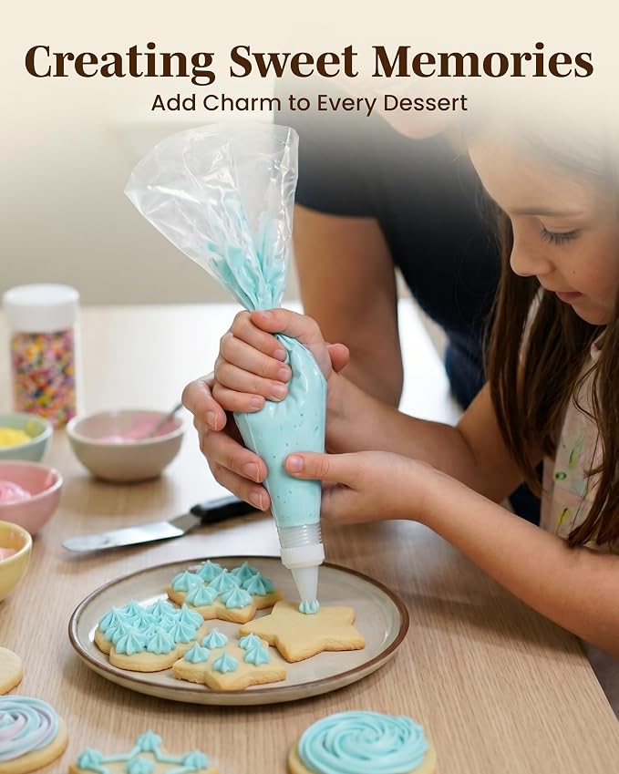Reusable Plastic Piping Tips, Nozzles Standard Size Star Tip #21 (20pcs) | EZPiping Icing Nozzles with 2 couplers for Cake Decoration and Dessert Design, Baking Supplies Base Ø 0.75" Height 1.25"