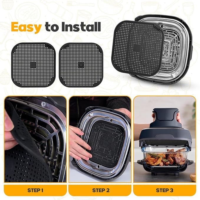2 PCS Silicone Splatter Shield for Ninja Crispi Replacement Parts,Black | Helps Block Oil Splashes, Reusable, Flexible, Heat Resistant,Easy To Clean,Prevents Stubborn Grease Stains
