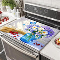 HOMETITUTE Blue Vase Flower Stove Top Cover 28x20 Heat Resistant Mat