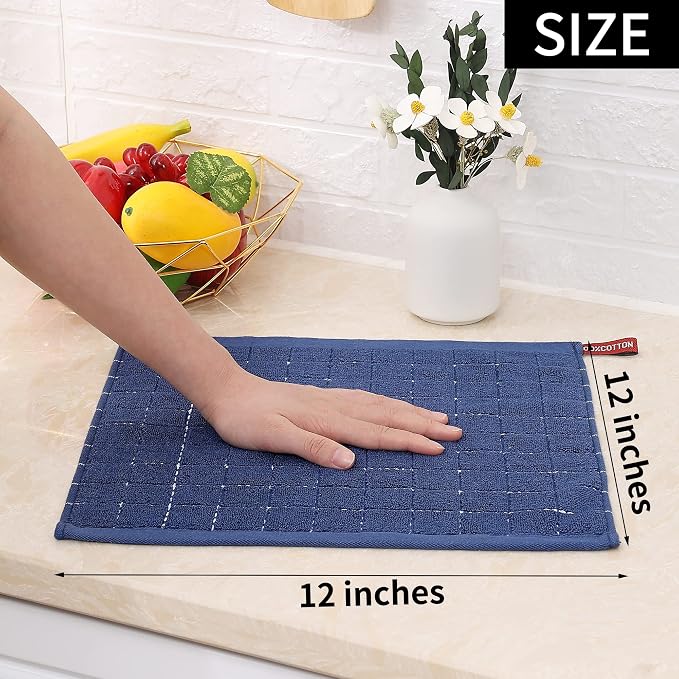 Homaxy 100% Cotton Terry Kitchen Dish Cloths, 6 Pack, Multiple Color | Ultra Soft and Absorbent, Suitable for Drying and Washing Dishes