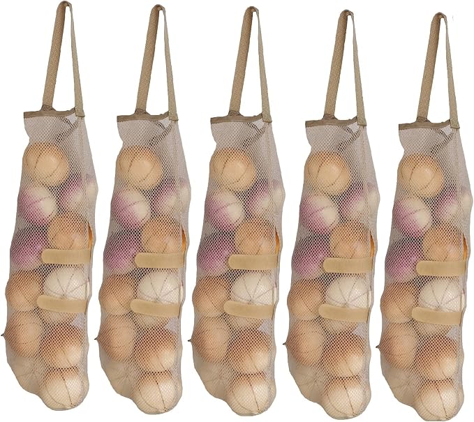 Hanging Mesh Bags - Large Net Produce Bags for Fruits, Veggies, Garlic, Onions or Garbage