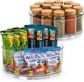 Oizeir Lazy Susan Turntable (2-Pack) - Clear Acrylic, Rotates 360 Degrees, Easily Organize Your Fridge, Cabinet or Counter - Carousel Storage for Food, Spices, Cosmetics | Clear Acrylic, Non-Skid, Raised Edge; Rotating Spice Rack for Kitchen, Pantry, F...