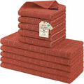 Homaxy Kitchen Towels and Dishcloths Set, Set of 10, Rust | Bulk Cotton Terry Kitchen Towels, Checkered Designed, Soft and Super Absorbent Dish Towels, 12 x 12 and 13 x 28 Inches