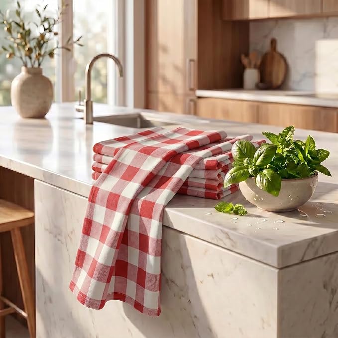 Urban Villa Kitchen Towels Cotton Dish Towels 20”x30” (Set of 6) Rust