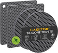 Trivets for Hot Dishes, Non-Slip Silicone Hot Pads for Kitchen Countertop Protector, BPA Free Heat Resistant Mat for Hot Pots and Pans 4-Pack Food Grade Silicone Grey