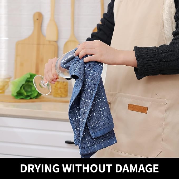 Homaxy 100% Cotton Terry Kitchen Towels, 7 Pack, Navy Blue | Ultra Soft and Absorbent Dish Towels for Kitchen, Suitable for Drying and Washing Dishes
