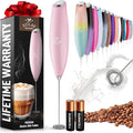 Zulay Powerful Milk Frother for Coffee with Upgraded Titanium Motor - Handheld Electric Whisk, Milk Foamer, Mini Mixer & Coffee Blender for Frappe, Latte, Matcha, No Stand - Cotton Candy
