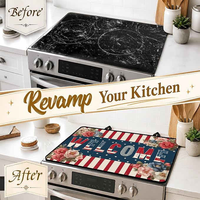 Stove Top Covers with A Non-slip Rubber Coating | protect Your Stove from Scratches, Extend Countertop Space, and Add A Classic Kitchen Touch