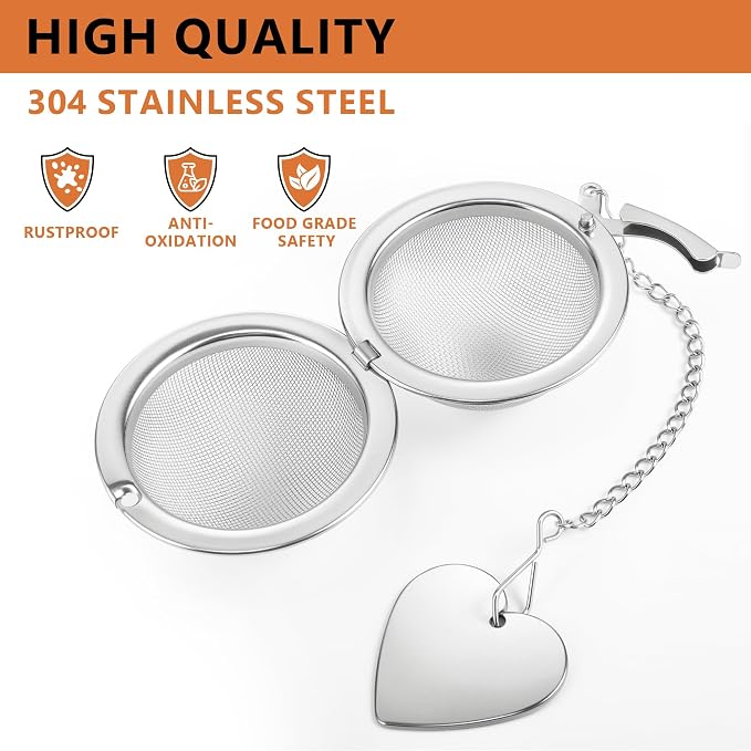 Tea Infuser for Loose Leaf Tea 2 Pack – 2" 304 Stainless Steel Tea Strainer Ball with Bonus Tea Scoop Clip – Extra Fine Mesh, Rustproof, Easy to Clean – DIKSEFN