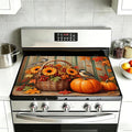 Fall Flowers Pumpkin Glass Top Stove Cover Protector,Cute Bird Stove Top Covers for Electric Stove,Washable Heat Resistant Cooktop Mat Anti-Slip Range Covers, 28 x 20 Inch