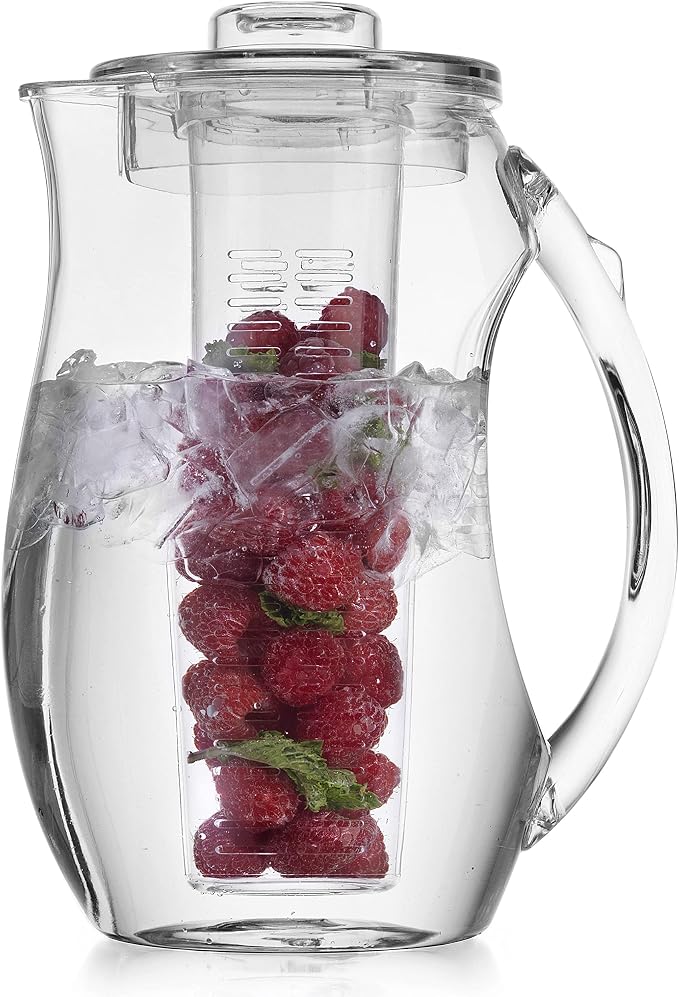 Water Infuser Pitcher By Home Essentials & Beyond – Shatterproof Acrylic – Elegant Durable Design – Ideal for Iced Tea, Fruit Infused Water and Juice (93 oz)
