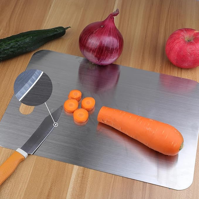 Titanium Cutting Boards for Kitchen, Food Grade 304 Stainless Steel Cutting Board Set for Meat Fruit and Vegetable (15.1 * 11 & 13.4 * 9 & 10 * 5.5 Inch)