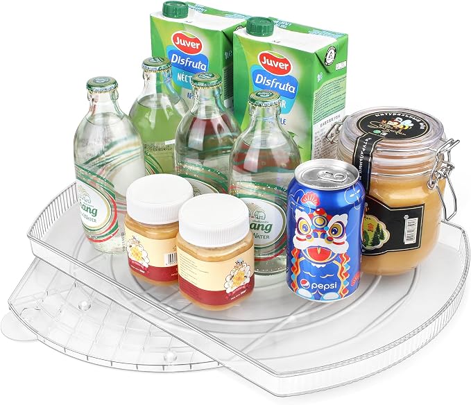 Lazy Susan Turntable for Refrigerator, Square Turntable Organizer for Fridge Cabinet, Pantry, Countertop (15.3" x 11.1" Rectangle 1 Pack - Clear)