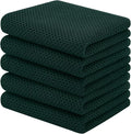 Homaxy 100% Cotton Waffle Weave Kitchen Towels, 5-Pack, Blackish Green | 13 x 28 Inches, Ultra Soft Absorbent Dish Towels, Quick Drying Cleaning Towels