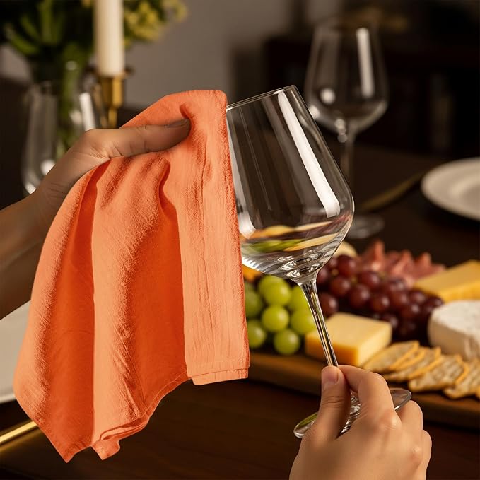 Utopia Kitchen Orange Flour Sack Towels [12 Pack - 28 x 28 in] 100% Cotton | Tea Towels for Cleaning & Drying - Highly Absorbent Kitchen Dish Cloth