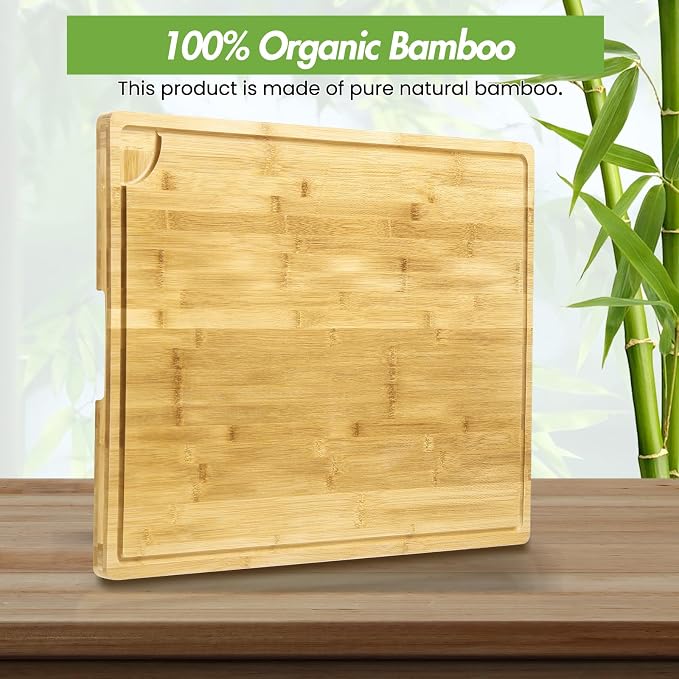Garvee 30 in Extra Large Bamboo Cutting Board for Kitchen, Oversized Stove Top Cover Wood Chopping Board with Juice Groove, over Sink Noodle Boards for Meat Charcuteries Turkey Carving