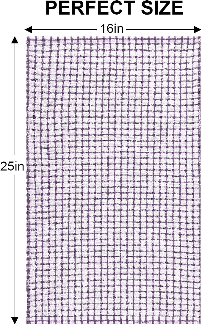 Kitinjoy Cotton 6 Pack Terry Kitchen Towels, Purple | 16 x 25 Inches Super Soft and Absorbent Dish Towels, Quick Drying hand towels for kitchen Drying