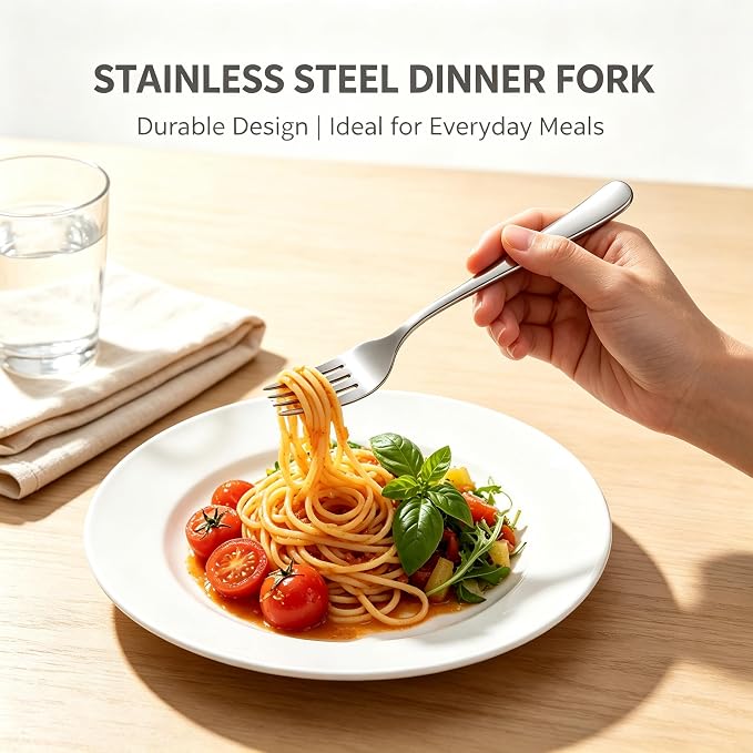 48-Piece Silverware Set for 8 with Steak Knives, Stainless Steel Flatware Set, 18/8 Food Grade Cutlery Set, Mirror Polished, Rust Resistant, Dishwasher Safe, Tableware Set for Home & Restaurant