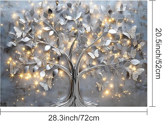 HOMETITUTE Silver Butterfly Tree Stove Top Cover 28x20 Diatomite Mat