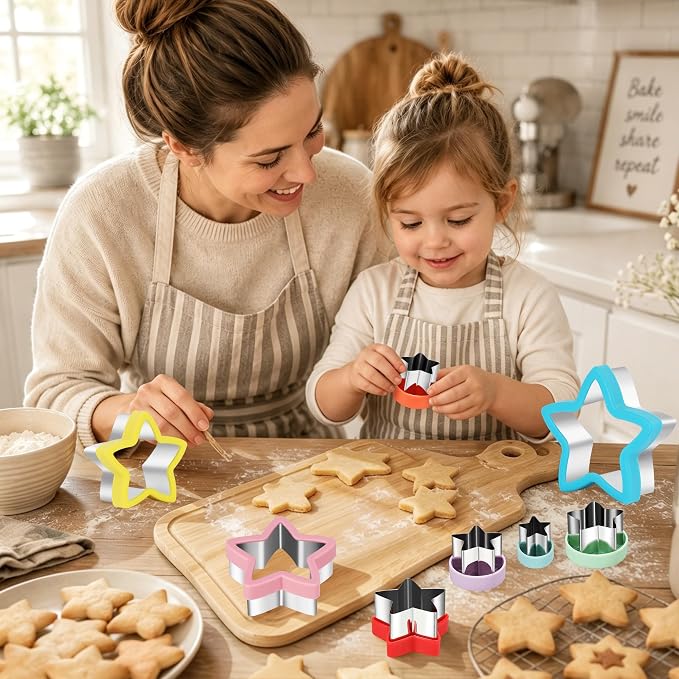 laxizar 8 Pcs Star Cookie Cutters Set Stainless Steel Biscuit Cutter