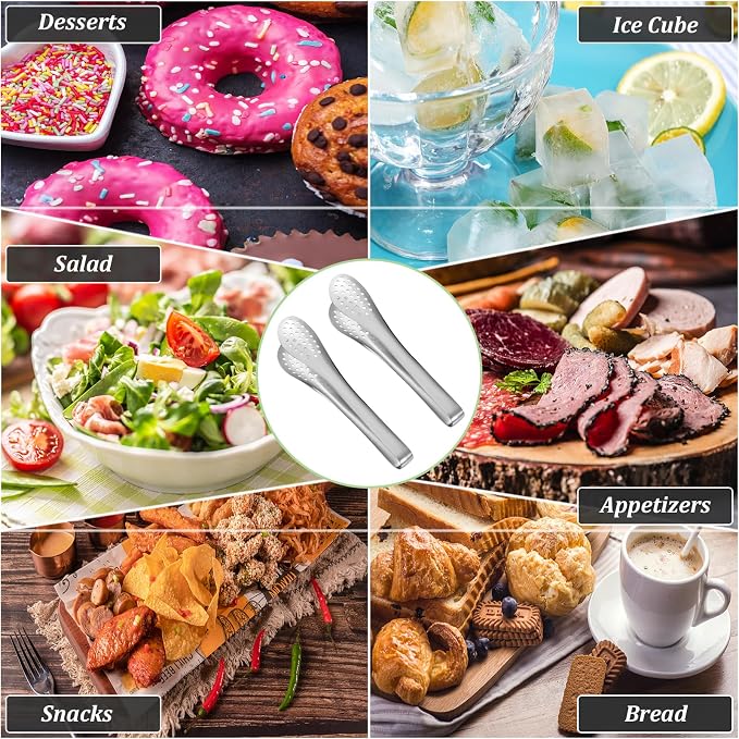 Buffet Serving Tongs, 6Pcs Kitchen Tongs Mini Serving Utensil Tongs for Food Ice Salad Buffet Barbecue Cookies, Food Tong Small tongs for Appetizers, Tea, Coffee Bar