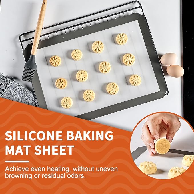 Silicone Baking Mat Set of 3, 2 Half Sheets (16.5"x11.6") + 1 Quarter Baking Sheet Reusable Silicone Cooking Mat, BPA Free Baking Sheet for Cookies, Macarons Bread & Pastry