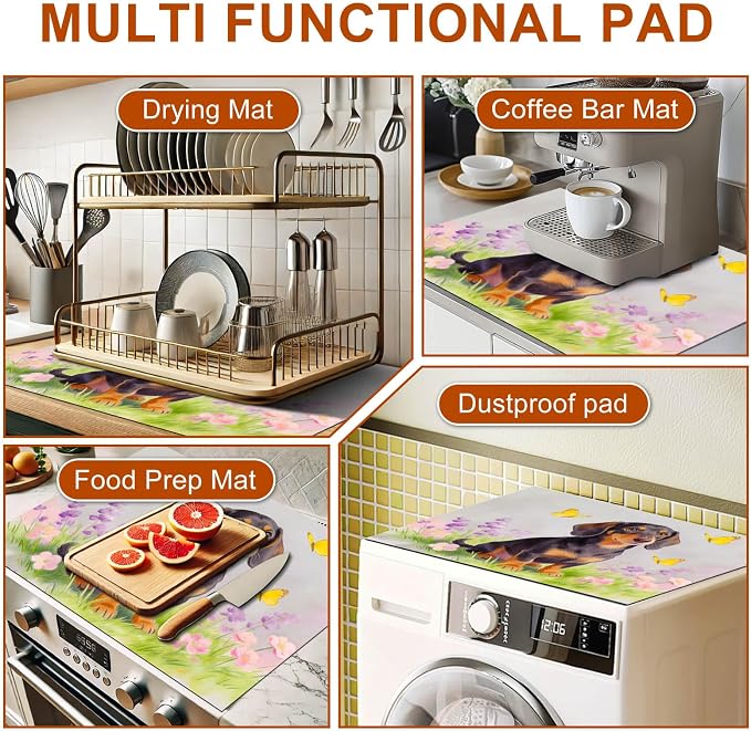 HOMETITUTE Spring Stove Top Cover 28x20 Dachshund Meadow Heat Resistant