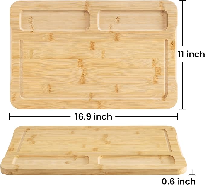 Heimlove Extra Large Bamboo Cutting Board, 17" x 11" Cutting Boards for Kitchen Charcuterie Boards with Juice Groove and Handles, Chopping Board for Meat, Vegetables and Cheese