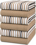 Bumble Kitchen Towels 6 Pack 100% Cotton 16"x26" - Tan | 430 GSM Soft Kitchen Hand Towels with Hanging Loop, Highly Absorbent & Durable for Washing and Drying Dishes