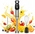 MegaWise Hand Blender, Immersion Blender Handheld 12-Speed with 80% Sharper Blades, Titanium Reinforced Stainless Steel 3-in-1 Immersion Blender,Includes Whisk and Milk Frother (3-in 1 Black)