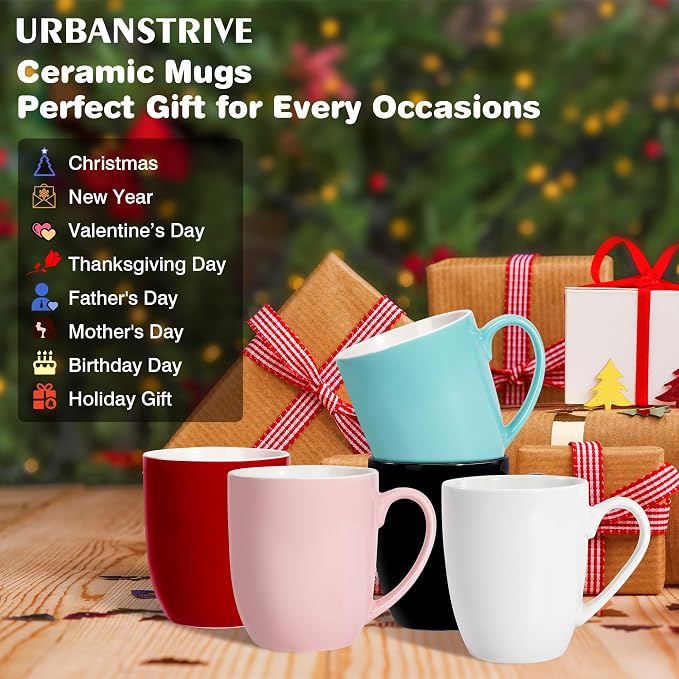 Urbanstrive 16 oz Large Coffee Mugs Set of 6 Ceramic Coffee Mug White Coffee Cups Tea Cups Idea Gift for Women Men House Warming Gifts New Home Office, Dark Blue 6 Pack