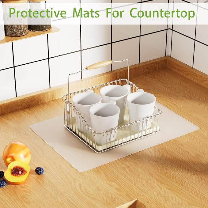 Small Silicone Mats for Kitchen Counter: Heat Resistant 7.9" x 9.5" 2Pcs | Clear Non-Slip 1mm Thin Silicone Sheets for Countertop Protector - Translucent Non-Stick Baking Mat for Pastry