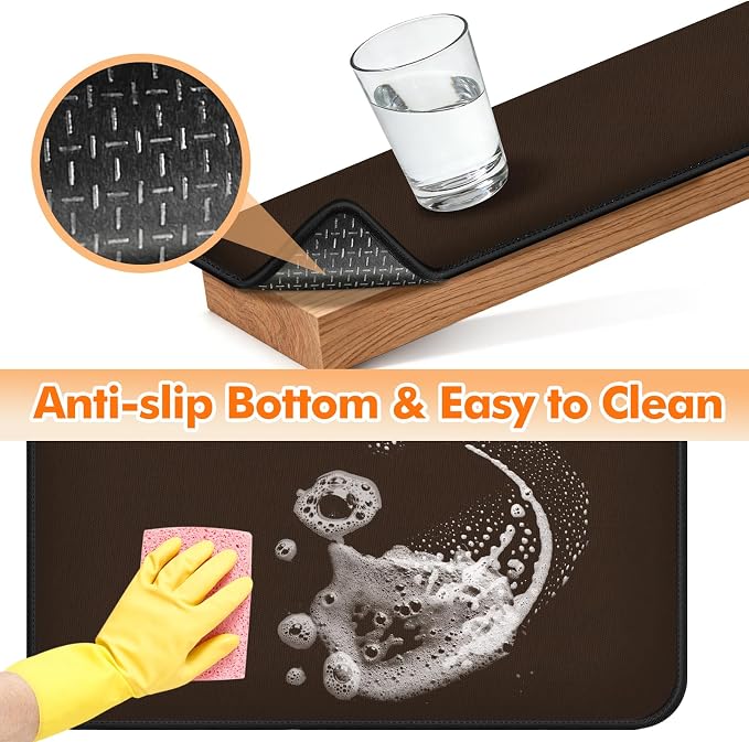 Non-slip Air Fryer Mats for Countertop, 2mm Thick, 14x12 in, Coffee | 1022°F Fireproof mat, heat resistant mats for countertop, non-slip silicone bottom, air fryer accessories for ninja, cosori