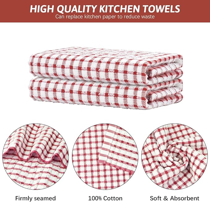 Nialnant 8 Pack Kitchen Towels, Dish Towels for Kitchen, 100% Cotton Dish Cloths for Washing Dishes, Quick Drying Reusable Cleaning Rag - 25 x 16 in