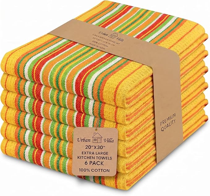 Urban Villa Kitchen Towels Cotton Dish Towels 20”x30” (Set of 6) Mustad