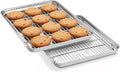 Homikit 16x12 Inches Baking Sheet with Wire Rack Set (2 Pans+2 Racks) | Stainless Steel Cookie Sheets for Baking, Metal Baking Tray Jelly Roll Pan with Cooling Racks, Oven & Dishwasher Safe