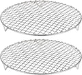 HARFINGTON 2pcs Round Cooking Rack 10.2-inch 201 Stainless Steel Cross Wire Barbecue Grill Net with 20mm Legs for Cooking Baking Steaming BBQ