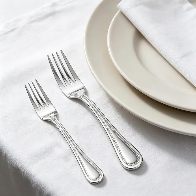 HaWare Silverware Set, 20PCS Pearled Edge Stainless Steel Flatware for 4