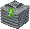 Kitchen Towels 6-Pack Cotton Waffle Weave Dish Cloths 12 x 12 Cleaning Rags | Quick Drying